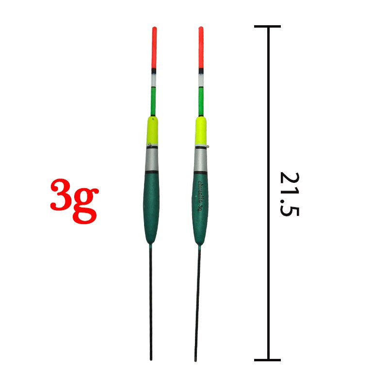 ORJD-flotador de Pesca, 10 piezas, 19cm, 2,5g, boya Vertical, señuelo de Pesca con mosca marina, flotador, accesorios de Pesca en Río: 3g green
