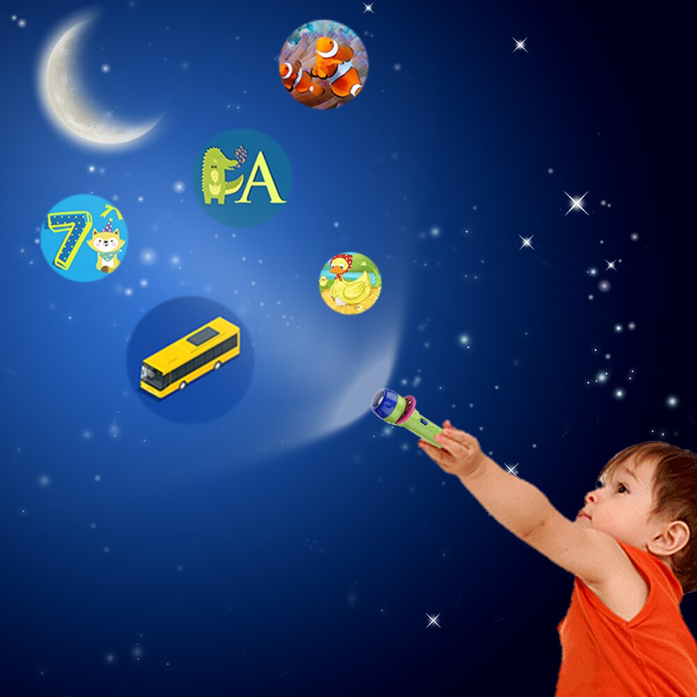 Kids Zaklamp Verhalenboek Torch Hd Animatie Cartoon Vroege Educatief Speelgoed Handed Projector Zaklamp Speelgoed Voor Kinderen