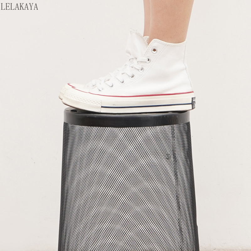 Metal Mesh Round Trash Can Without Lid Office Rubbish Paper Basket Organizer Kitchen Bedroom Simple Waste Bins Cleaning Tools