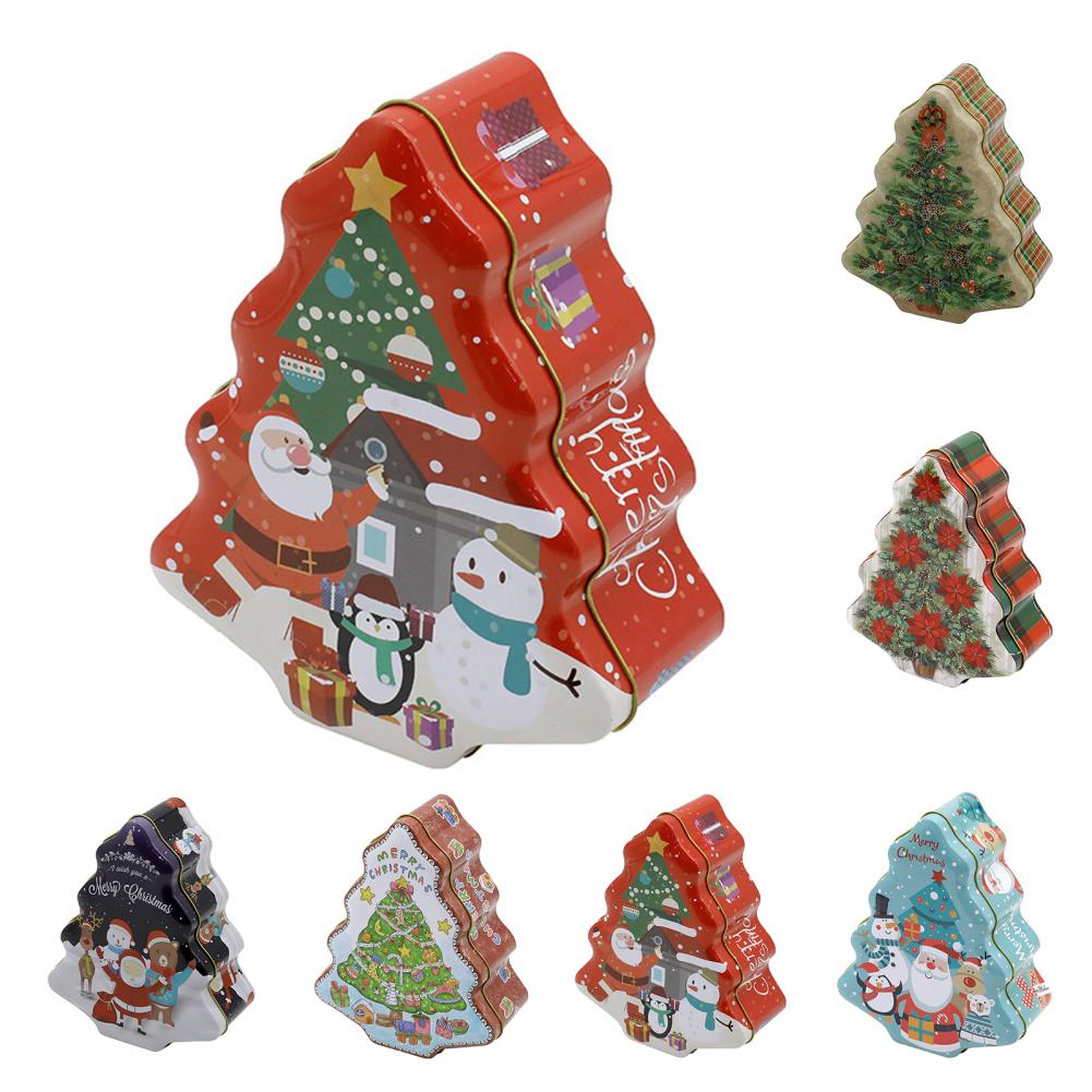 80%HOTAdorable Cookie Can Corrosion Resistant Metal Christmas Tree-shaped Candy Tin Box for Home