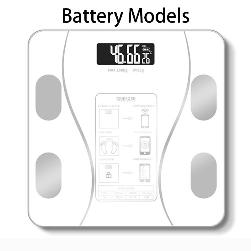 Bluetooth Body Fat Scale Smart Wireless Digital Bathroom Scale LED Digital Body Weight Scale Weight Measure Composition Analyzer: white A