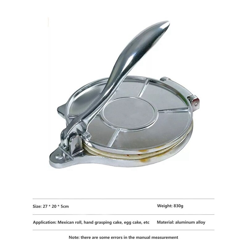 Prensa de Tortilla mexicana de aluminio y acero inoxidable, herramienta Manual multifuncional para tortillas, prensa de masa, moldea la silueta del Pie de cocina