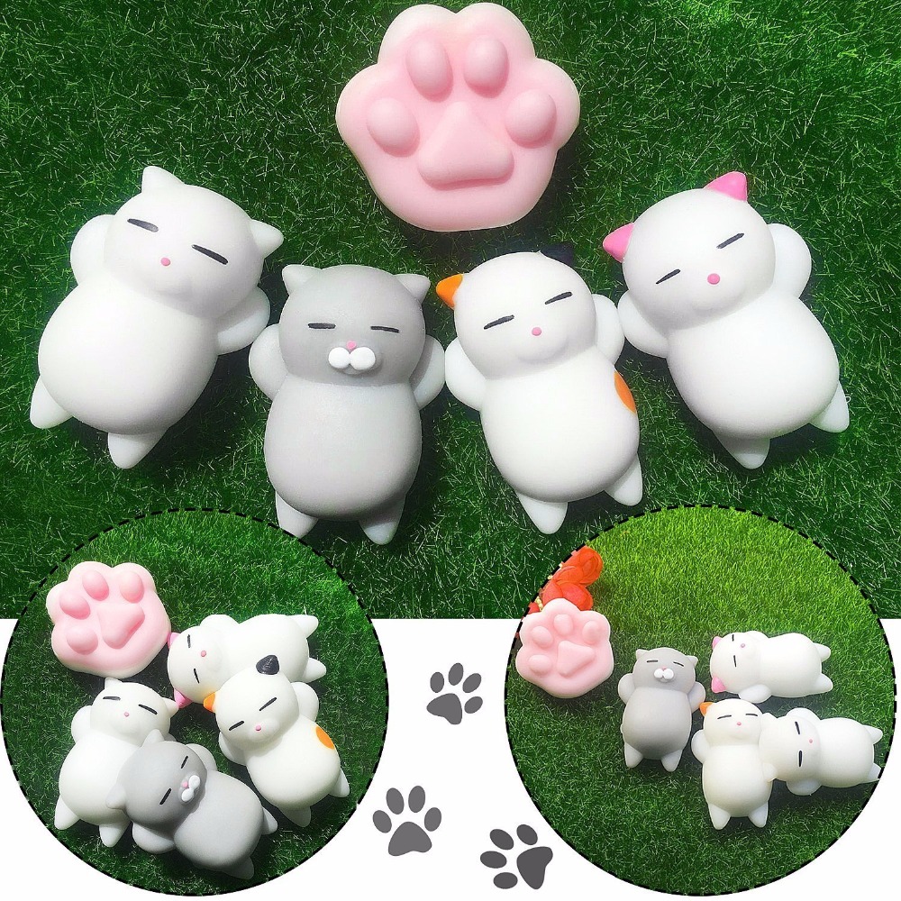Mini ändra färg squishy söt katt antistress boll klämma stiger abreact mjuk klibbig avstressande leksaker roliga mochi leksaker