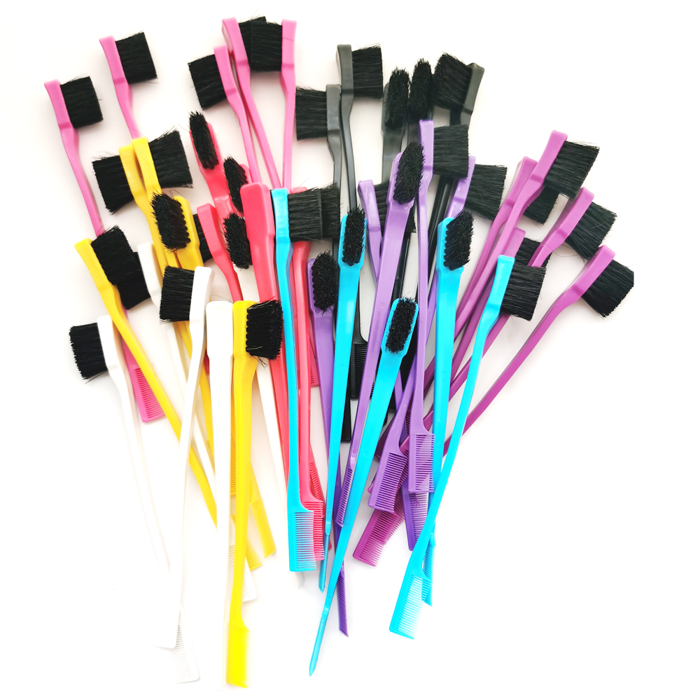 5PCS Willekeurige Kleur Rand Borstel Kam 2 in 1 Dubbelzijdig Rand Controle Borstel Voor Kapsalon Haar Kam borstels Beauty Tools
