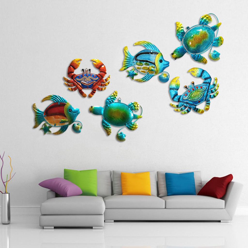 6Pcs Metal Sea Turtle Wall Decor Decorations for Garden Pool Patio Bathroom