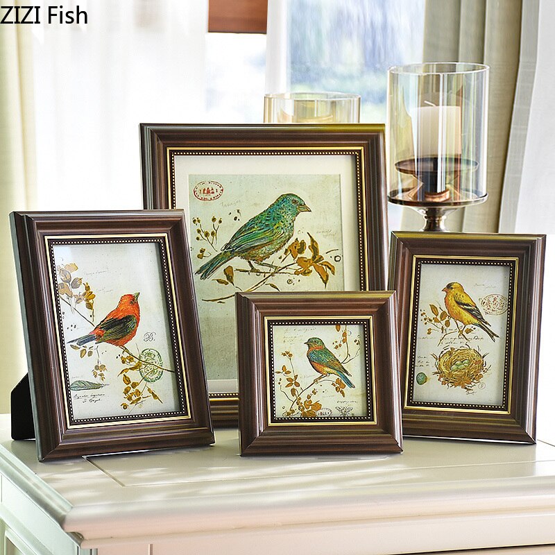 Light Blue Plastic Photo Frame 4/6/7/10 Inch Brown Picture Frames Rustic Home Decor Nightstand Family Portrait Desk Decoration