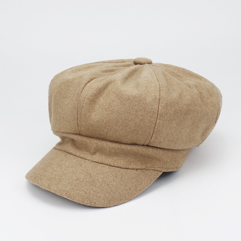 Retro vinter kvinnlig basker duckbill murgröna keps kvinna flicka platt cabbie newsboy varm hatt svart / vin konstnär bomull kvinnor hatt: F