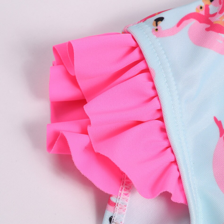 2-8 Years Girl Swimwear Kids Flamingo One Piece Girl Swimsuit Ruffle Little Girl Bathing Suit Toddler Children Swimwear Monokini