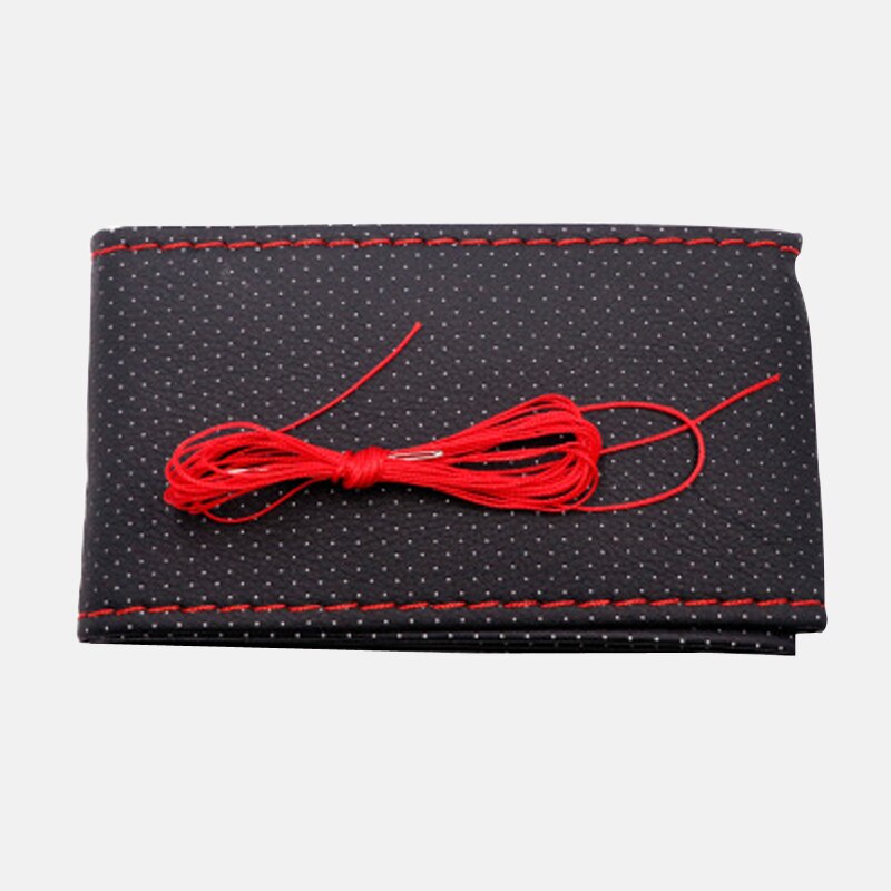 Funda trenzada para volante de coche, agujas e hilo DIY, cuero Artificial, juego de fundas para coche, textura suave, accesorios para coche, 2 colores: black