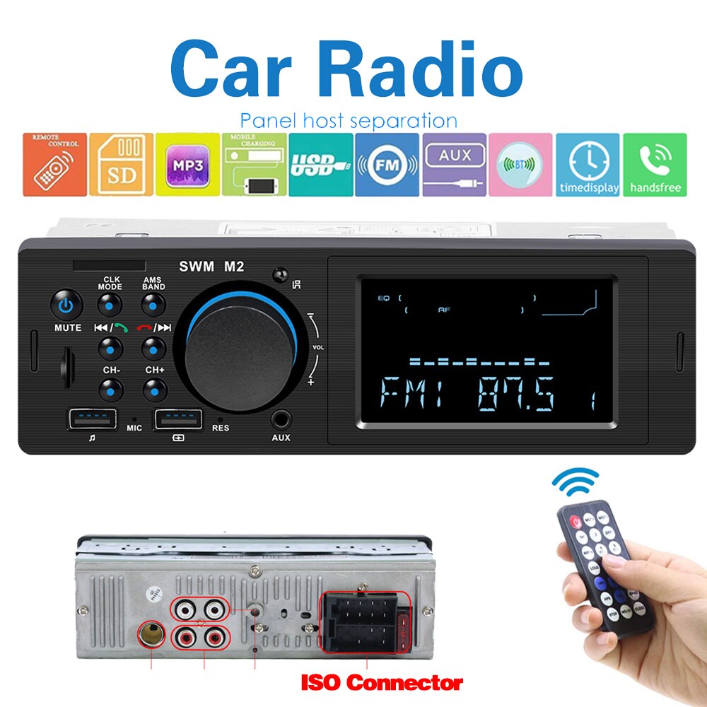 Kebidu 12V 1 Din 60W Auto MP3 Speler Fm Radio Tf Usb Stereo Bluetooth Afstandsbediening Telefoon Oplader audio Radio Module Multimedia