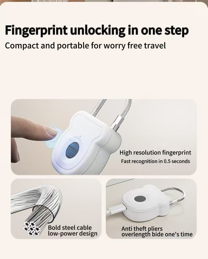 2025 Keyless USB Opladen Vingerafdruk Slot Smart Hangslot Deurslot 0.2sec Unlock Draagbare Anti-diefstal Hangslot