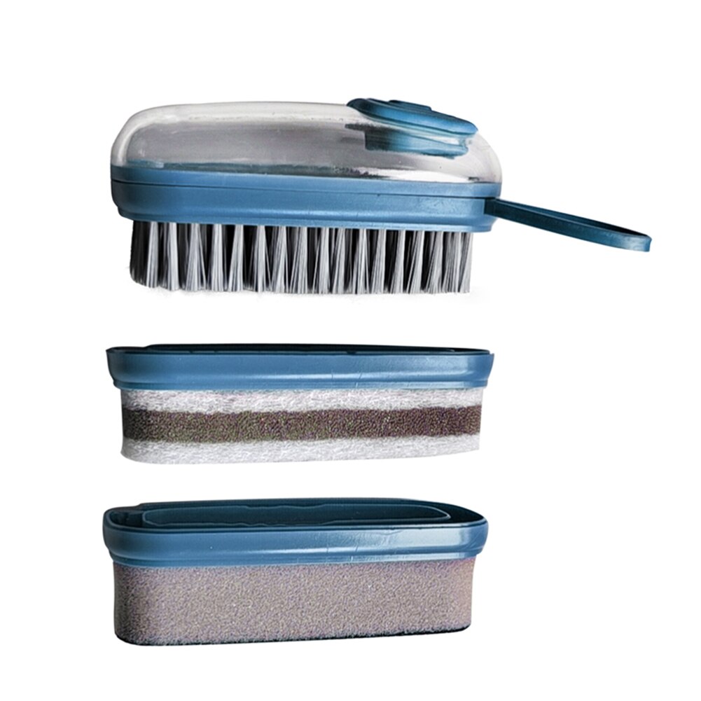 Multifunctionele Zeep Doseren Wassen Borstel Afwasborstel Schotel Scrubber Met Dispenser Schoonmaken Tool Keuken Accessoires: Blue Three heads