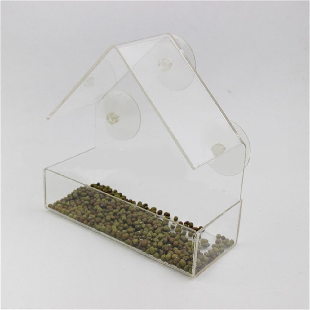 Perroquet tourterelle canari volière fenêtre transparente mangeoire pour oiseaux en plein air pour oiseaux récipient d'alimentation pour nourriture Pigeon fournitures pour animaux de compagnie