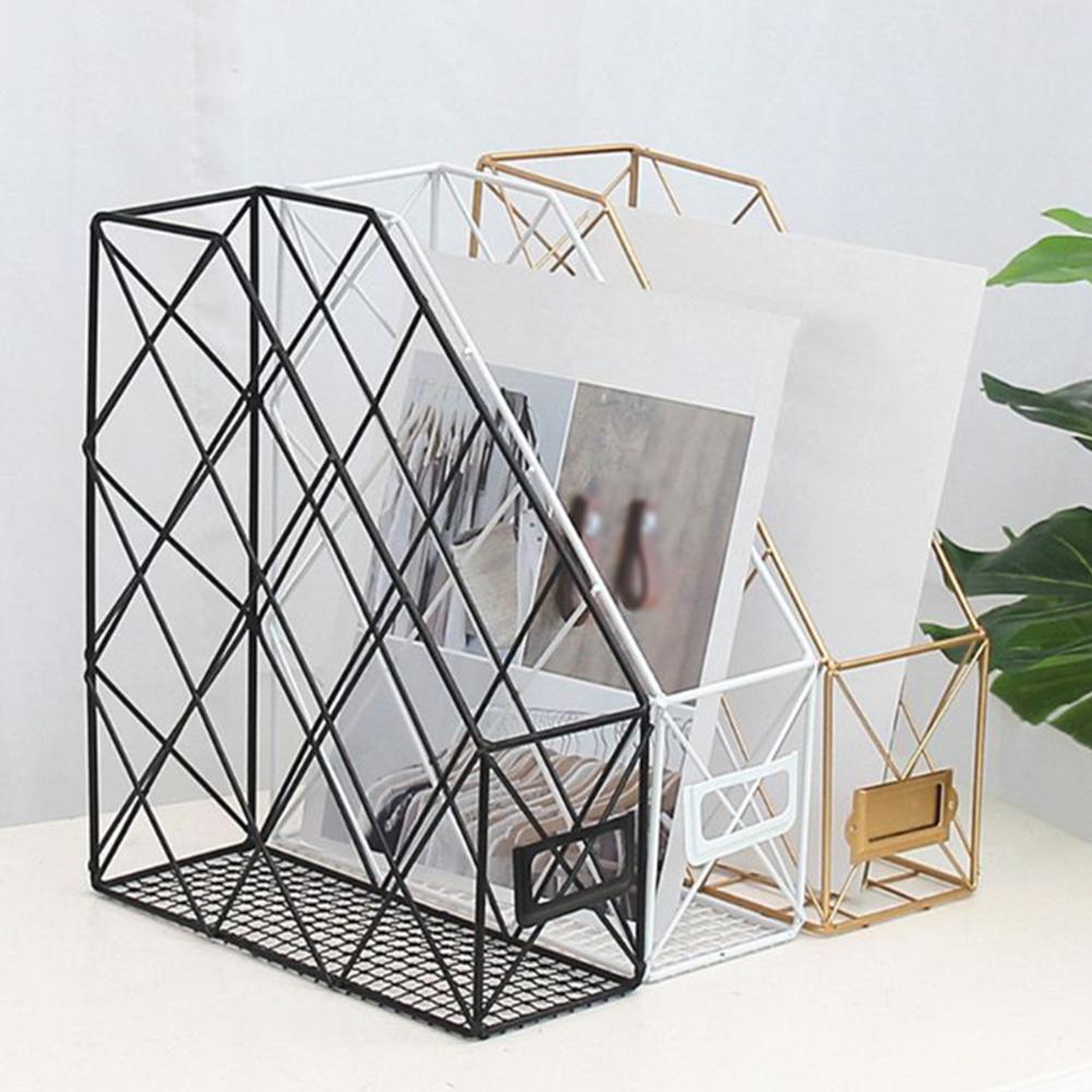 Metal Desktop Office Study Room Books Storage Rack Bookshelf Holder Organizer