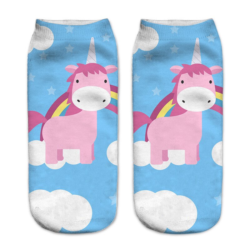 Impression 3D licorne femmes chaussettes printemps été filles chaussettes courtes adulte femme enceinte cheville chaussettes Sokken Meias: color9