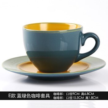 Kontinental farge kaffekoppsett britisk italiensk stil cappuccino mokka keramisk kaffekoppsett jul: Gul