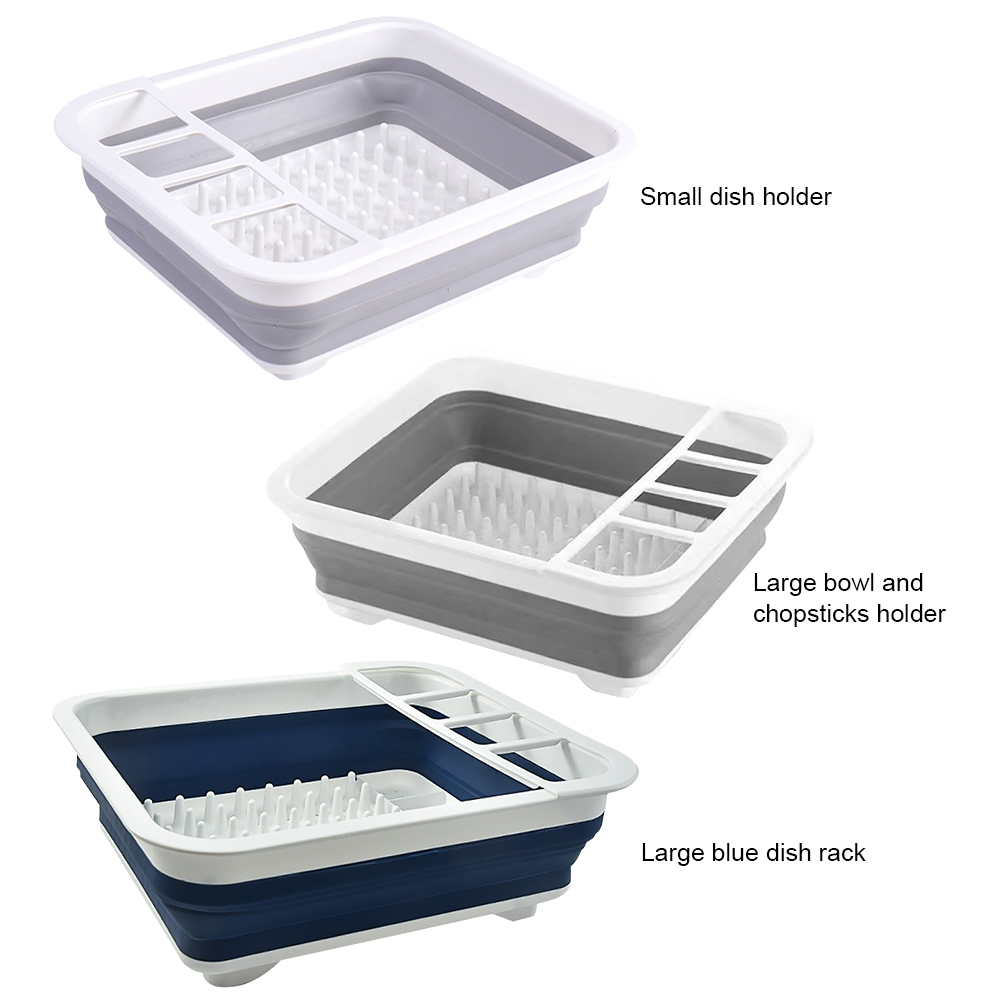 Collapsible Dish Organizer Basket Kitchen Draining Dish Rack Washable Plastic Dish Drying Rack Tableware Bowl Storage Tray
