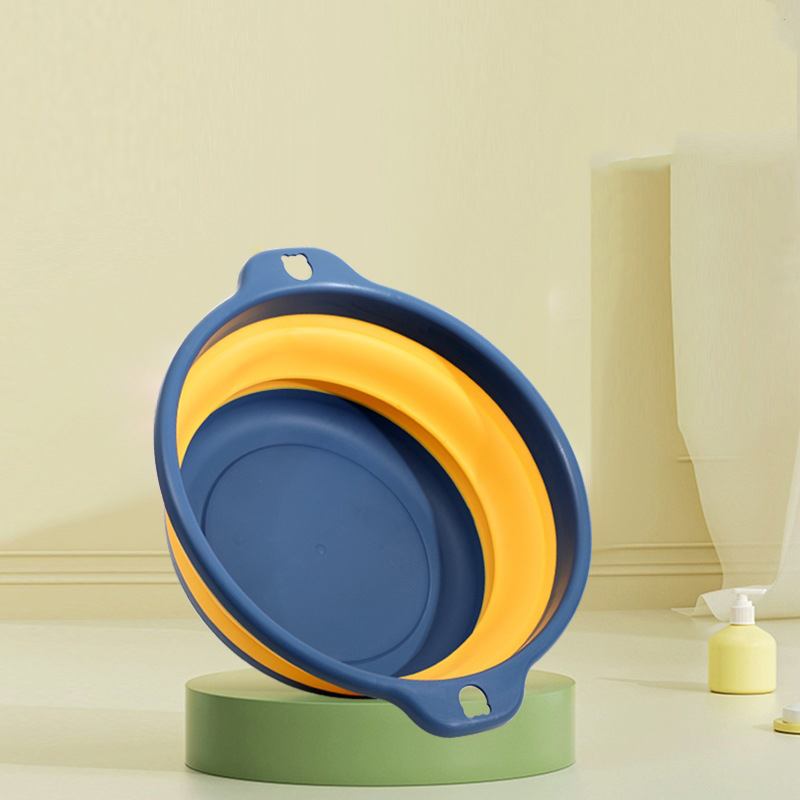 Portable Foldable Laundry Basin Plastic Travel Folding Wash Basin Safe Durable Foldable Wash Basin Bathroom Household Supplies: WHITE