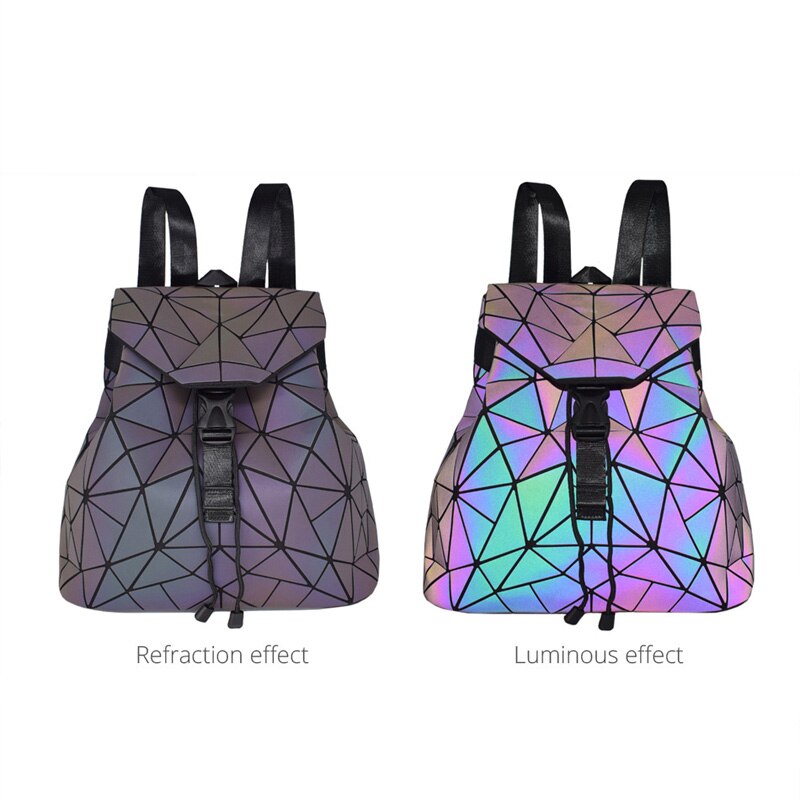Kvinder rygsæk geometrisk lysende skoletaske til teenagepige crossbody taske til damer rygsække taske sæt kobling og pung