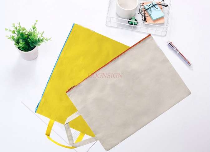 1 pcs Document bag canvas A4 student tote bag book bag single-layer tuition bag information storage work bag tuition bag