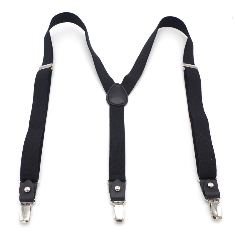 Black Button Suspenders Leather for Women Y-back Shape Length-adjustable Male Elastic Suspenders 2.5*120cm NBD9121