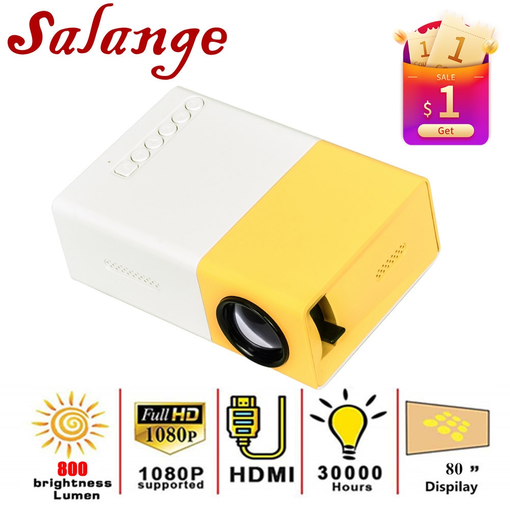 Salange YG300 Pro Projector Led 800 Lumen 3.5Mm Audio 320X240 Pixels Hdmi Usb Mini Projector Home Media speler