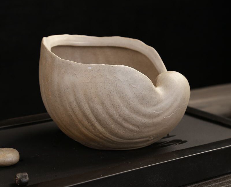 Coarse pottery flower pot shell Shape Ceramic Succulent Plant Pot Holder Fairy Garden Cactus Flower Pots Planter: 05