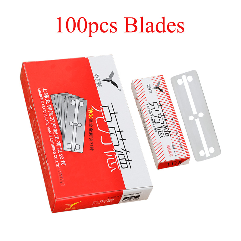 Meisha Cloud 100pcs Stainless Steel Safety Shaving Razor Blades for Men Double Edge Knife Blades Easy to Use C0014A: Default Title