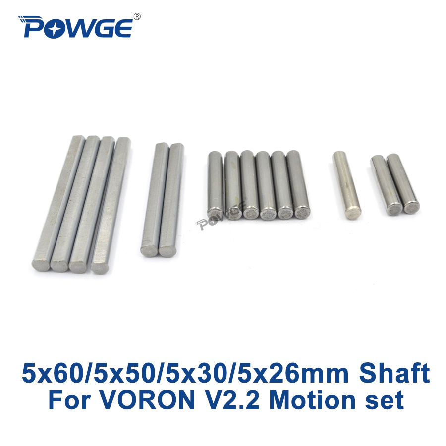 POWGE VORON V2.2 Bewegung linear welle einstellen Schleifen Flache Runde Länge 26/30/50/60mm Durchmesser 5mm Stahl Stange Verchromt Liner