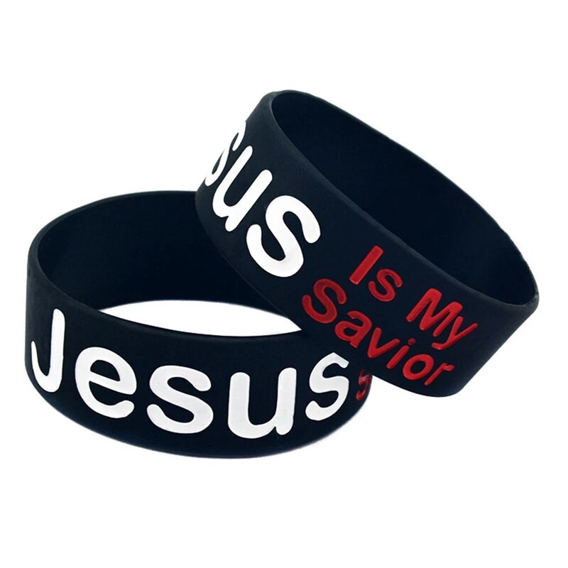 Bracelet en caoutchouc de Silicone, 1 pièce, jésus est mon sauveur, 1 pouce de large pour la foi: Default Title