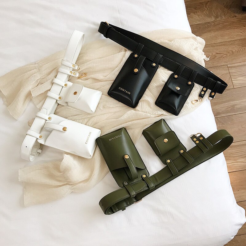 Bolsa de cintura feminina moda couro cinto saco crossbody sacos de peito menina fanny pacote pequeno telefone pacote alça de ombro packs