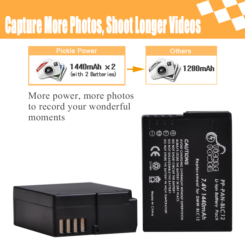 1440mAh DMW-BLC12PP BLC12E DMW-BLC12 Batteria & LED Dual Caricabatterie per Panasonic Lumix DMC DMC FZ1000 FZ200 FZ300 G85 G5 G6 g7 GH2 GX8.