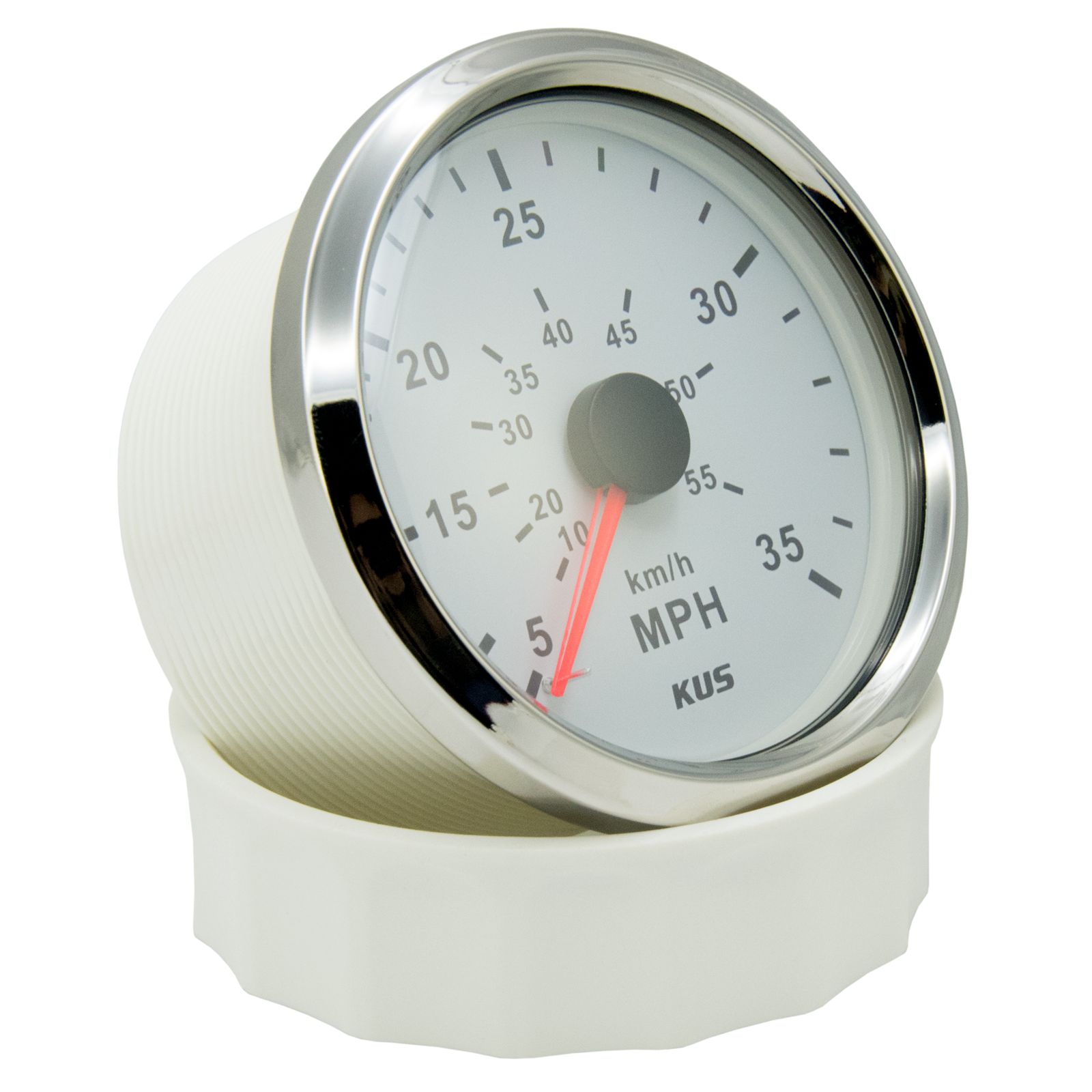 Kus Boot Snelheidsmeter Gauge Marine Snelheid Meter Wit Gezicht 12V/24V 0-35MPH 85Mm
