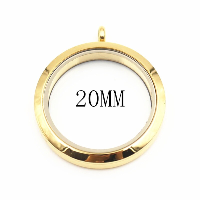 Top 20mm 25mm 30mm Waterproof Screw 316L Stainless Steel Floating Locket Pendant: gold 20mm