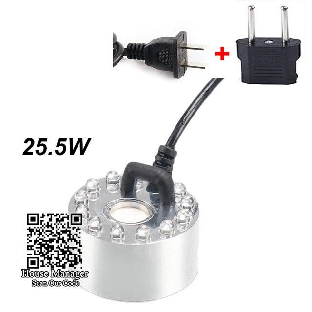Aquarium 24W Nebel Nebel Hersteller 12LEDs licht Brunnen Steingarten Wasserfall Zerstäuber für Fischteich Schreibtisch Deko, simulieren morgen Tau nebel: 25.5W EU Stecker