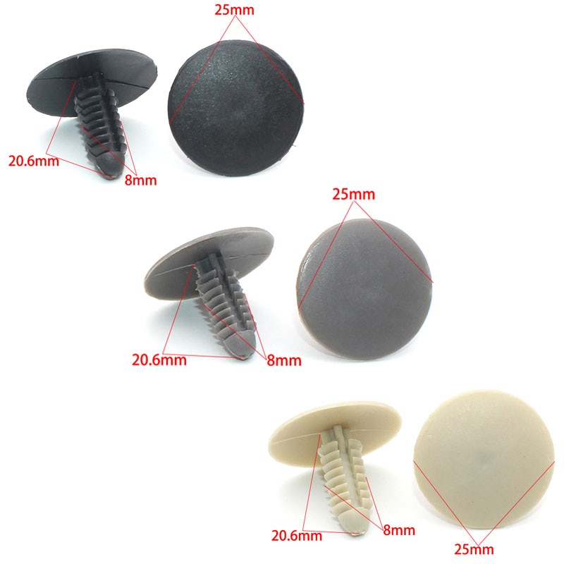 50 Uds. 7mm Agujero Plástico Remache Beige Gris Grapa Negra Vehículo Universal Auto Grapas para Buick Regal Coche Techo Maletero Push Retenedor Clip de Retención