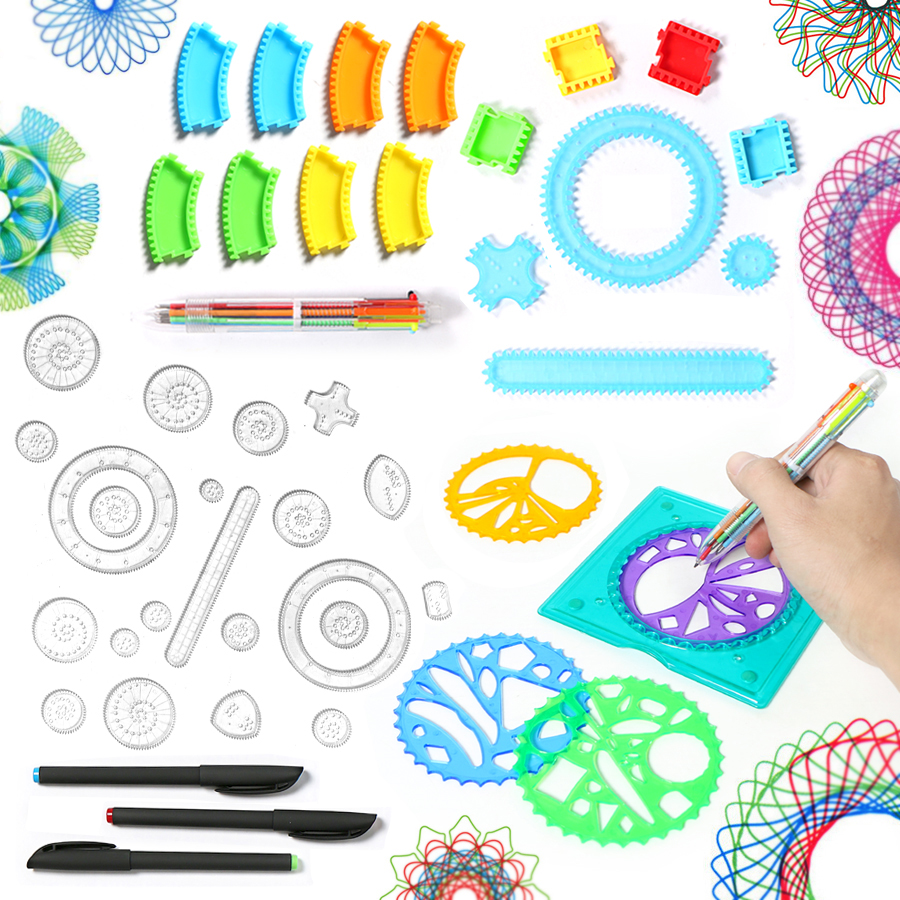 Tekening speelgoed Spirograph enfant 22pcs Grijpende Tandwielen & Wielen Tekening Accessoires Educatief Kinderen Speelgoed