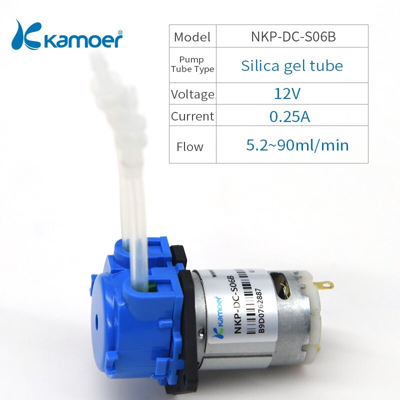 Kamoer nkp peristaltisk pumpe (mini dc vandpumpe 12v/24v,  bpt / silikoneslanger,, lige / l type): Nkp-dc -s06b