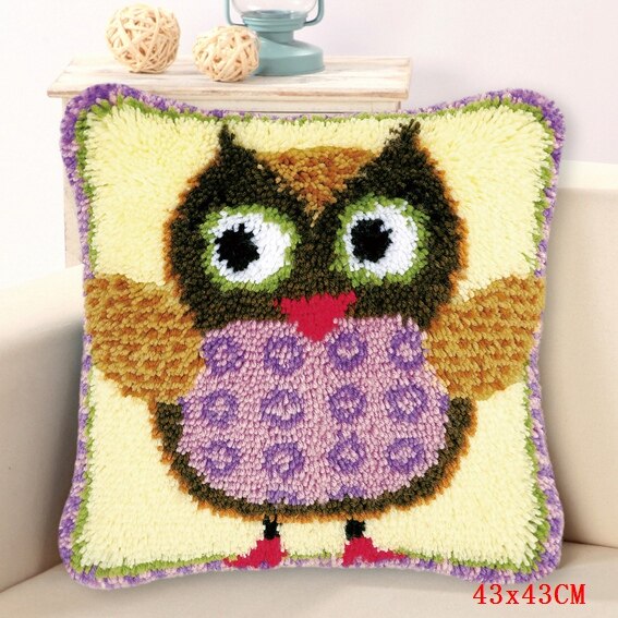 Loquet crochet tapis Kits mignon licorne loquet crochet Animal Foamiran tapis broderie oreiller coussin bouton paquet kussen knooppakket: ABZ357