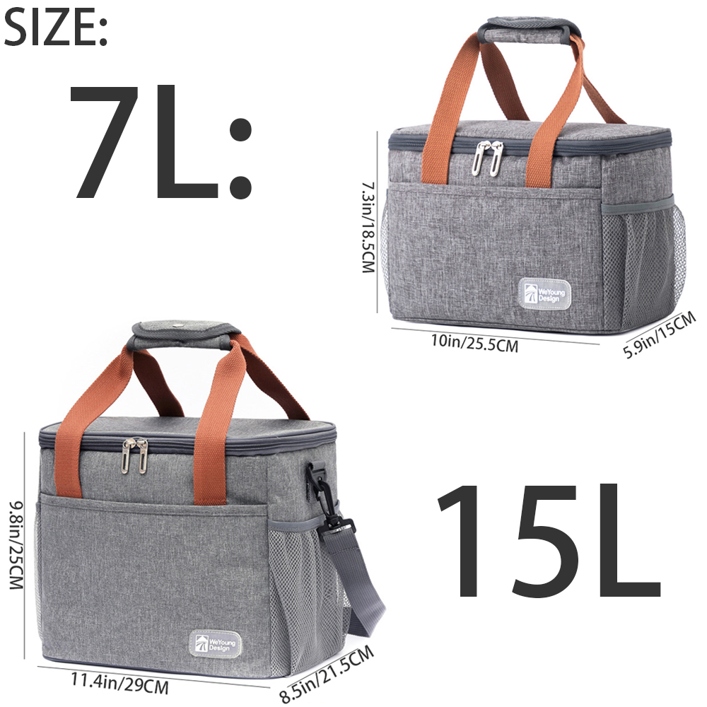 Bolsa de almuerzo para mujer, lonchera aislada, bolsa grande para el almuerzo, soporte para bebidas, organizador de aperitivos térmicos duradero para Picnic, senderismo y playa