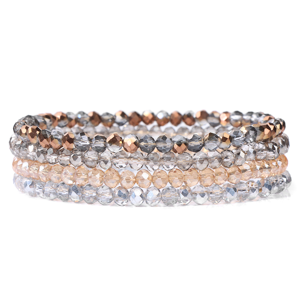 4 Uds. Pulseras de cristal brillantes para mujeres y hombres, pulsera de cuentas de cristal de serie colorida con etiqueta de deseos para el mejor amigo, de joyería