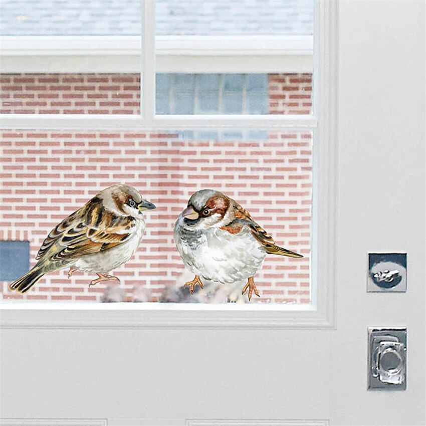Handgeschilderde Twee Vogels Muurstickers Creatieve Home Decoratie Woonkamer Slaapkamer Raam Decor Sticker Behang Verwijderbare Sticker