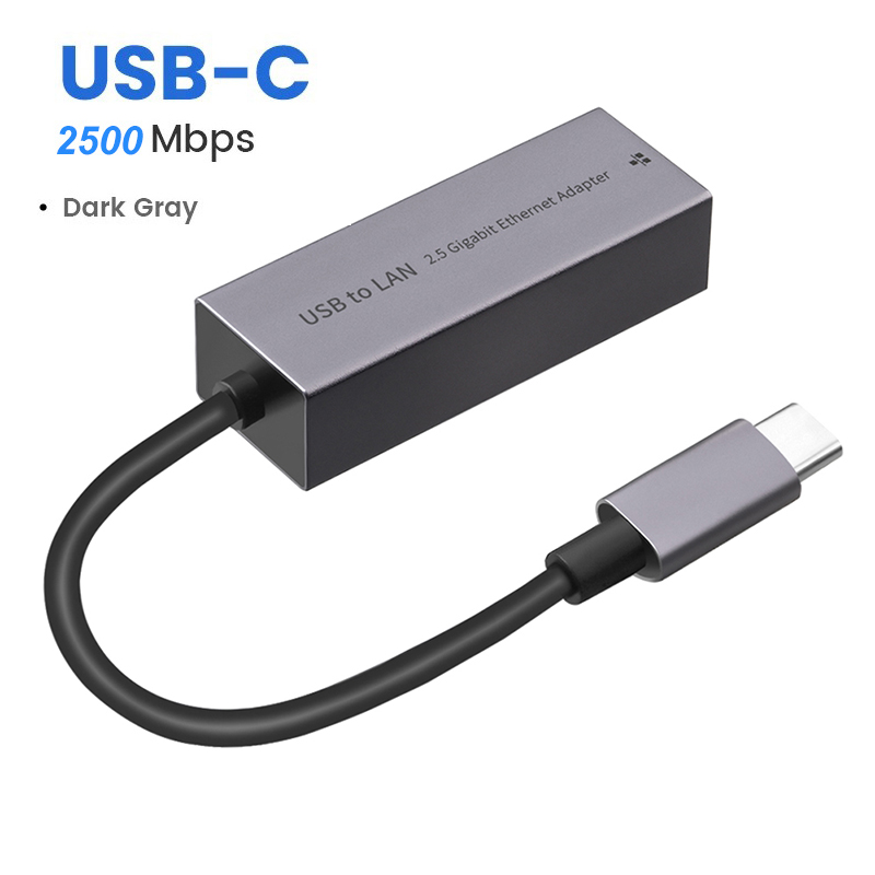 2.5G USB Ethernet Adapter 2500Mbps USB3.0 Lan Network Card USB C to RJ45 Internet Adapter for Laptop PC Windows Mac OS USB-A/C: black