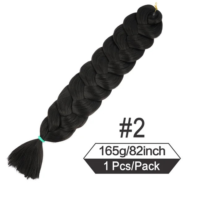 Trenzas sintéticas de pelo trenzado Jumbo de 82 pulgadas de largo, extensiones de cabello de ganchillo, trenza preestirada de 165g, para mujeres negras: # 2 / 1 unids/lote