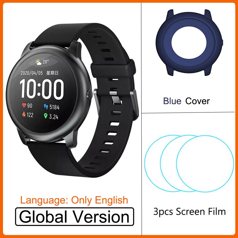 Xiaomi Haylou Solar LS05 Smart Watch Sport Metal Heart Rate Sleep Monitor IP68 Waterproof iOS Android Global Version for Youpin: Add Blue Case