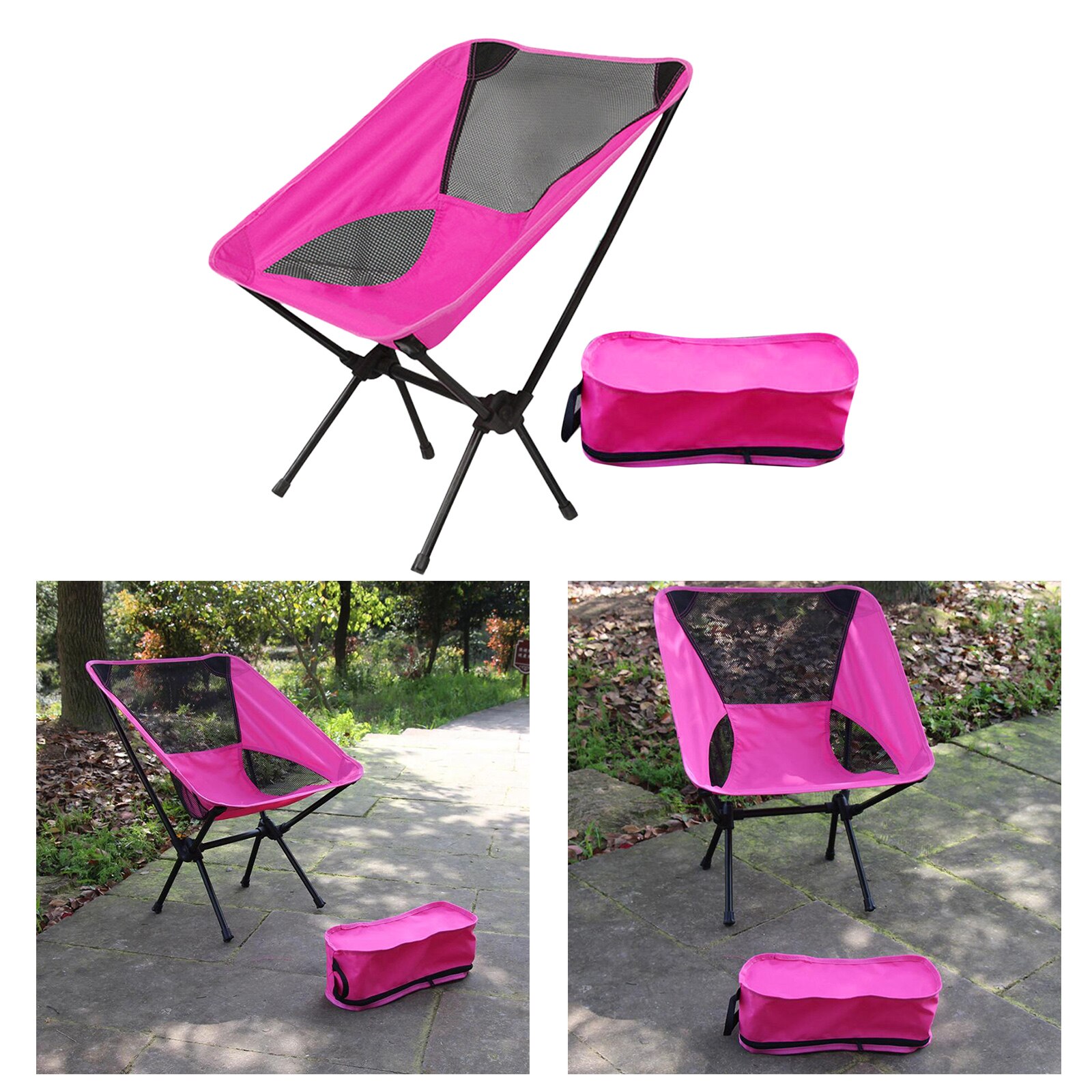 Klappbarer campingstuhl, angelstuhl für outdoor-aktivitäten wie wandern, trekking, grillen und picknicken ( 110kg stück): Rosa