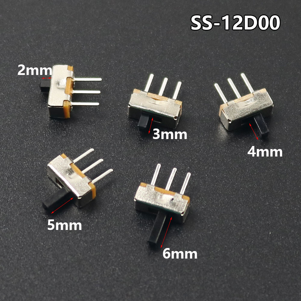 SS12D00-Mini Sliding Switch, 3Pin, 1P2T, 2 Positions, , Fist, 3mm, 4mm, 5mm, 6mm, micro Sliding Switch, 10/20/50pcs