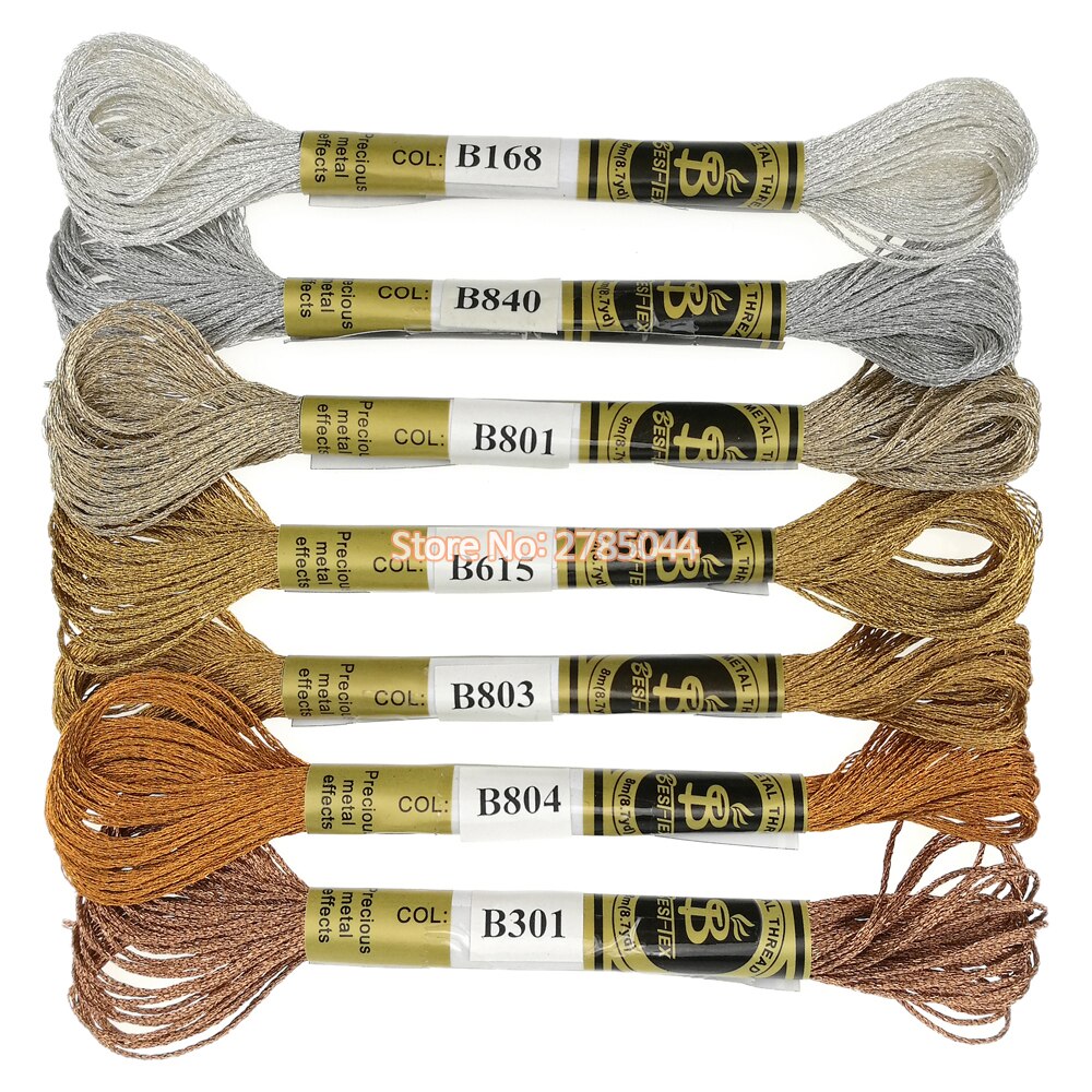 Sanbest Metallic Cross Stitch Thread Shiny Effect Embroidery Threads DIY Decor Hand Knitting Crafts Floss Sewing TH00042: New Combo 10