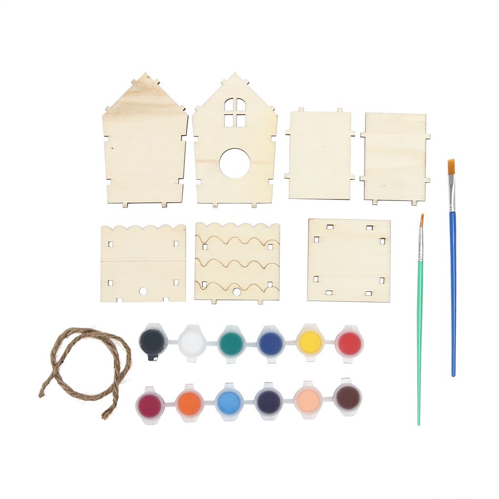 Wooden Bird Feeder Hanging for Garden Yard Decoration Hexagon Shaped With Roof Outdoor Bird Nest Wooden Arts #YL10