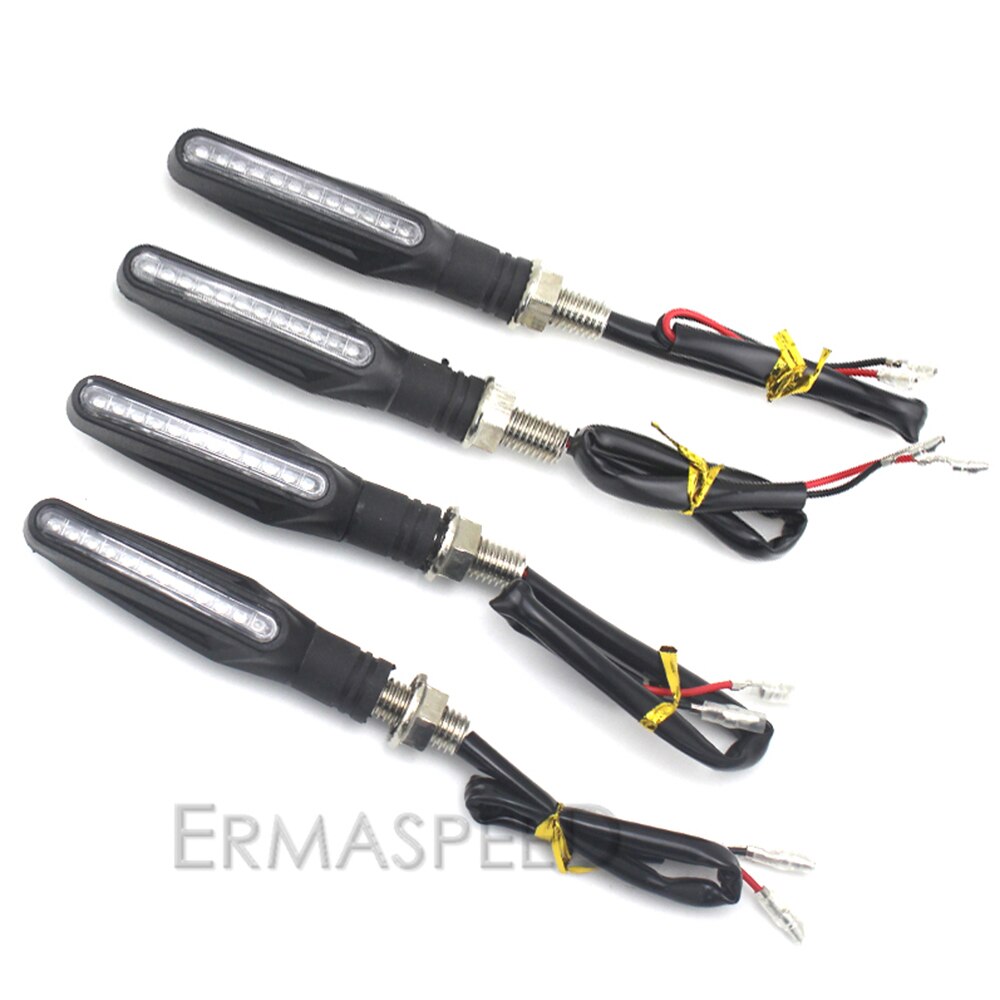 2 Pairs Universal Motorcycle LED Turn Signal Light Indicator Flasher Light Flexible Amber Blinker Lamp Light for Moto motorbike: Black